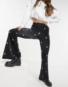Vintage Supply Flare Pants In Ying And Yang Print-black