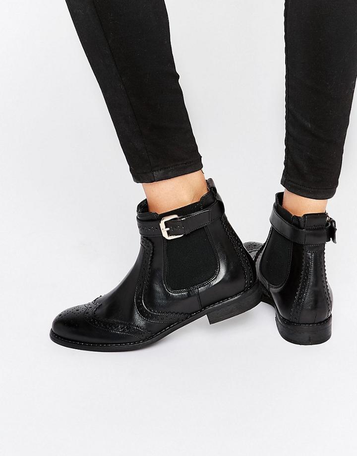 Carvela Slow Brogue Chelsea Boots - Black