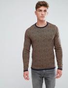 Solid Sweater In Diamond Pattern - Navy