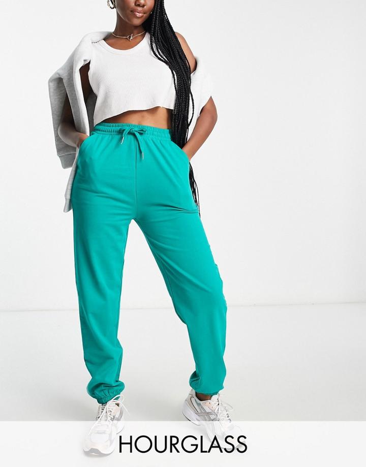 Asos Design Hourglass Organic Blend Basic Slim Joggers In Jade Green-multi
