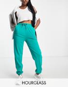 Asos Design Hourglass Organic Blend Basic Slim Joggers In Jade Green-multi