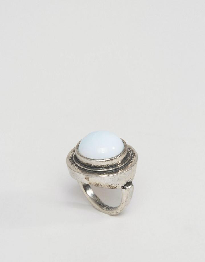 Low Luv Silver Plated Stone Ring - Silver