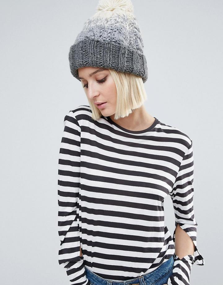 Genie By Eugenia Kim Brady Cream And Gray Ombre Hat With Pom Pom - Gray