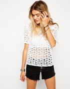 Asos Crochet Tee - White