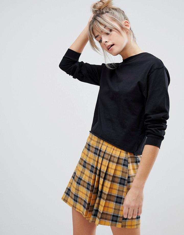 Pull & Bear Long Sleeved Top In Black - Black