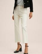 Mango Straight Leg Jeans In Ecru-white
