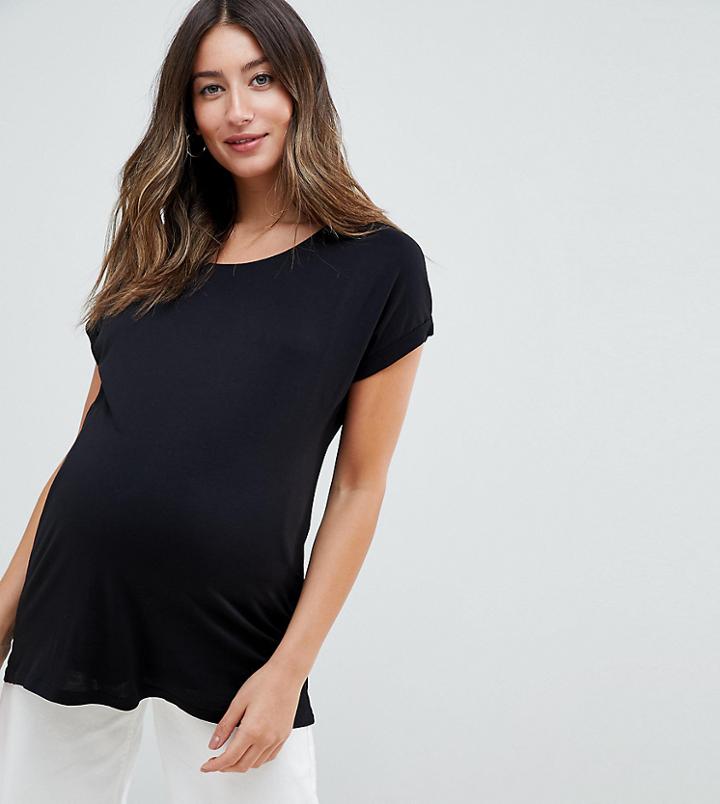 Asos Design Maternity Nursing T-shirt With Double Layer - Black