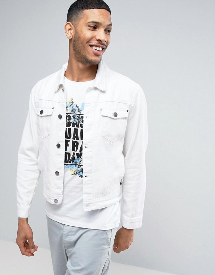 Casual Friday Denim Jacket In White - White