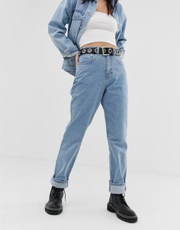 Ragged Jeans Mom Jeans In Midwash Blue - Blue