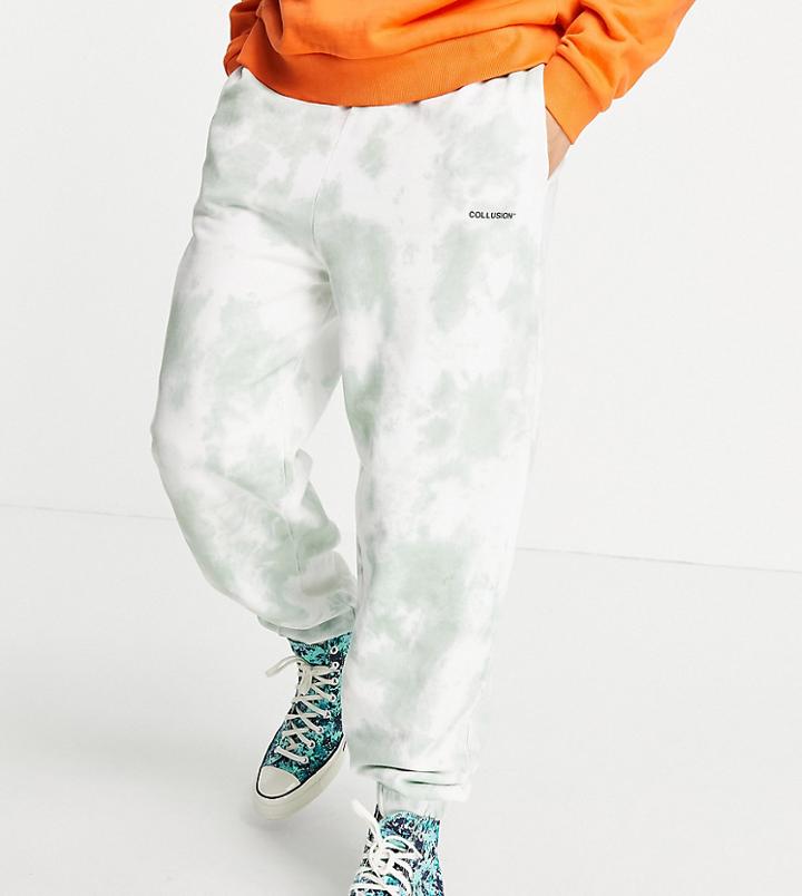 Collusion Oversized Coordinating Sweatpants In Green Tie Dye