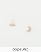 Pilgrim Moon & Triangle Stud Earrings - Gold