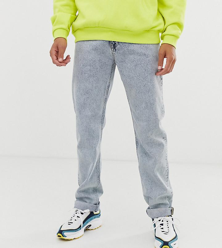Asos Design Tall Original Fit Jeans In Vintage Stone Wash-blue