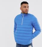 Pull & Bear Lightweight Overhead Quilted Jacket In Blue - Blue