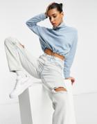 Brave Soul Mary Fleece Sweater With Zip In Ice Blue-blues