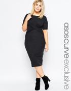 Asos Curve Body-conscious Dress With Twist Front In Rib - Black