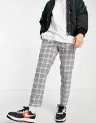 Topman Skinny Prince Of Wales Check Pants With Elastic Waist Band In Black And White