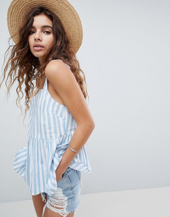 Asos Design Smock Cami In Cotton In Stripe - Multi