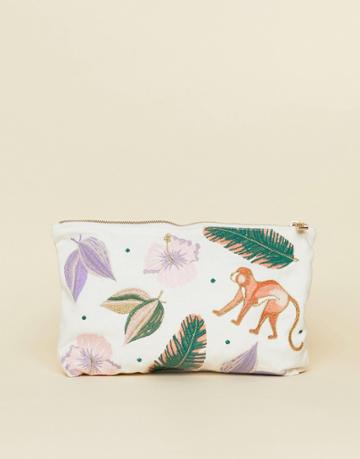Elizabeth Scarlett Monkey Jungle Cosmetic Pouch - Multi