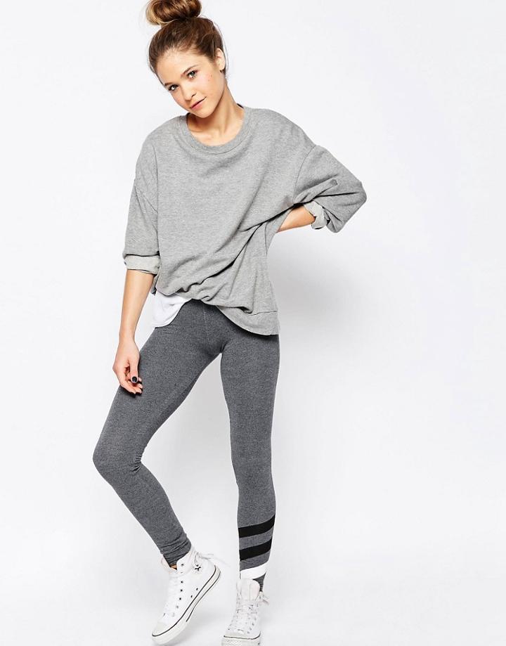 Sundry Skinny Chevron Legging - Gray