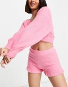 Asos Design Premium Lounge Mix & Match Fluffy Knitted Short In Pink