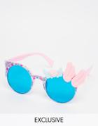 Spangled Sunglasses With Hearts And Wings