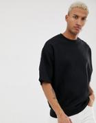 Asos Design Oversized Short Sleeve Sweatshirt In Black - Black