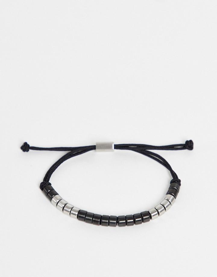 Tommy Hilfiger Mens Adjustable Bead Bracelet In Black 2790292