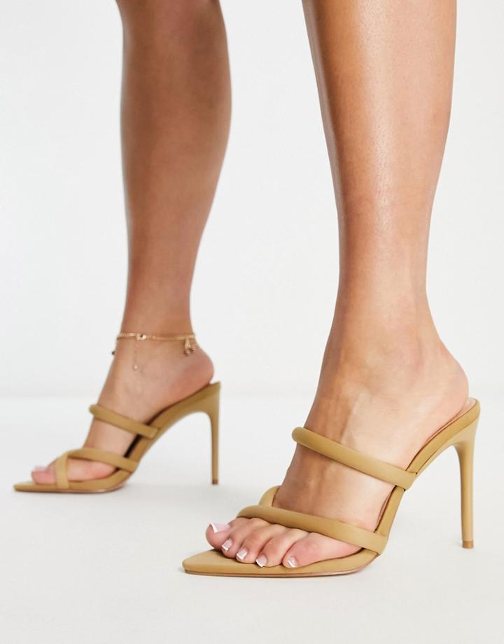 Simmi London Joella Mid Heel Sandal With Padded Straps In Beige-neutral