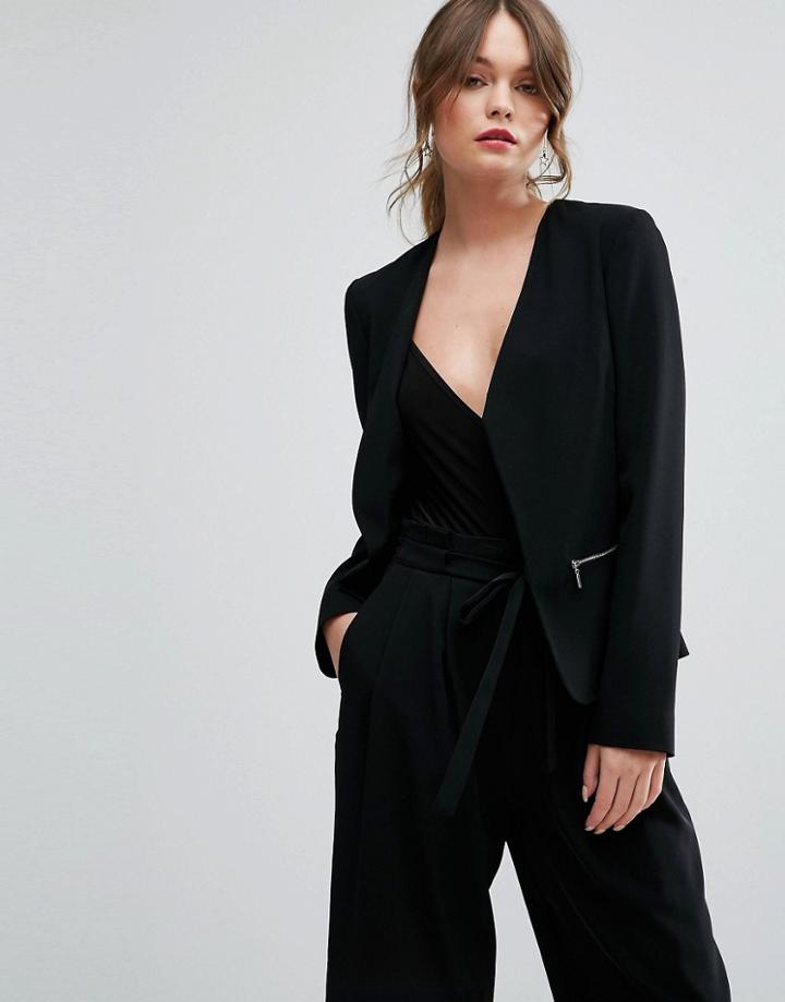 New Look Zip Detail Blazer - Black