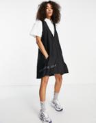 Jjxx Nylon Plunge Swing Mini Dress In Black