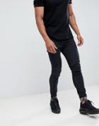 Hoxton Denim Muscle Fit Cropped Jeans In Black - Black