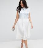 Asos Curve Premium Sleeveless Embroidered Dress - Cream
