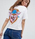Asos Design Petite Boxy T-shirt With Mi Amore Back Print - White