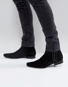 Asos Chelsea Boots In Black Suede With Stud And Zip Detail - Black