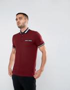 Ted Baker Polo With Stripe Collar - Red