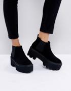 Pull & Bear Flatform Ankle Boot - Black