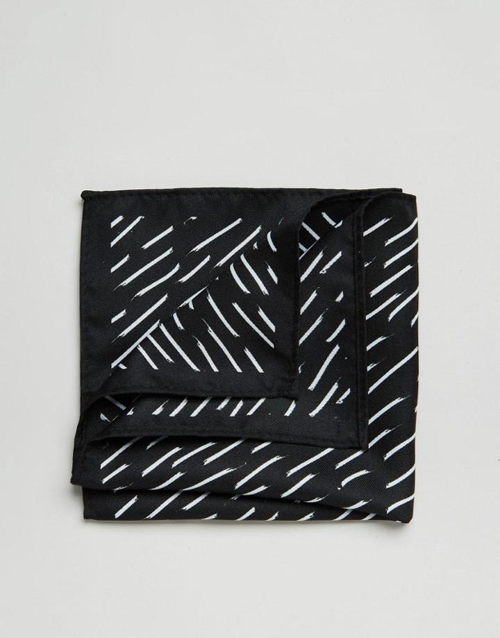 Asos Pocket Square With Line Print - Black