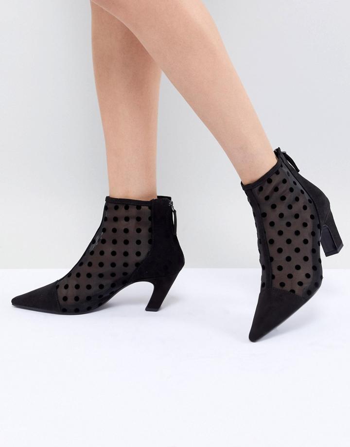 Mango Polka Dot Mesh Boot - Black