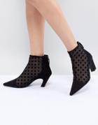 Mango Polka Dot Mesh Boot - Black
