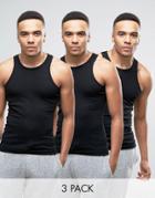 Original Penguin 3 Pack Lounge Tank In Black - Black