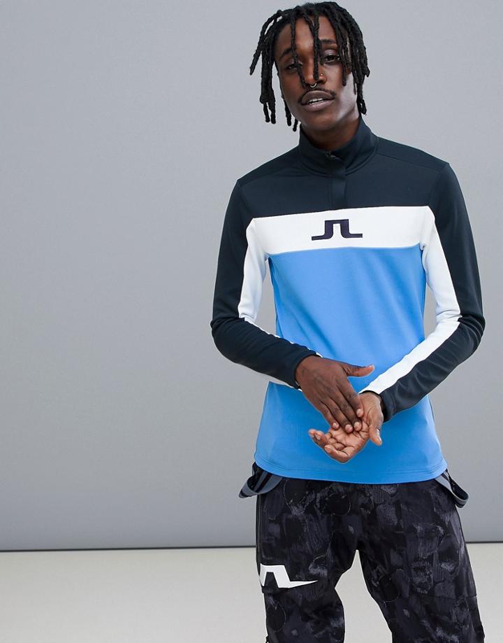 J.lindeberg Ski Kimball Striped Mid Layer Sweat In Blue - Blue