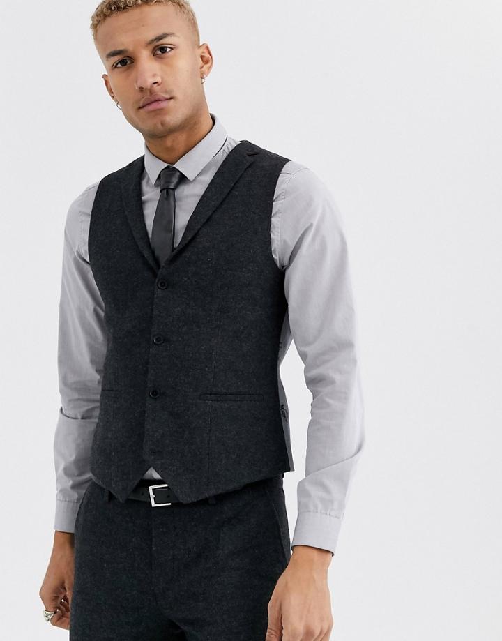 Twisted Tailor Suit Vest In Dark Gray-grey