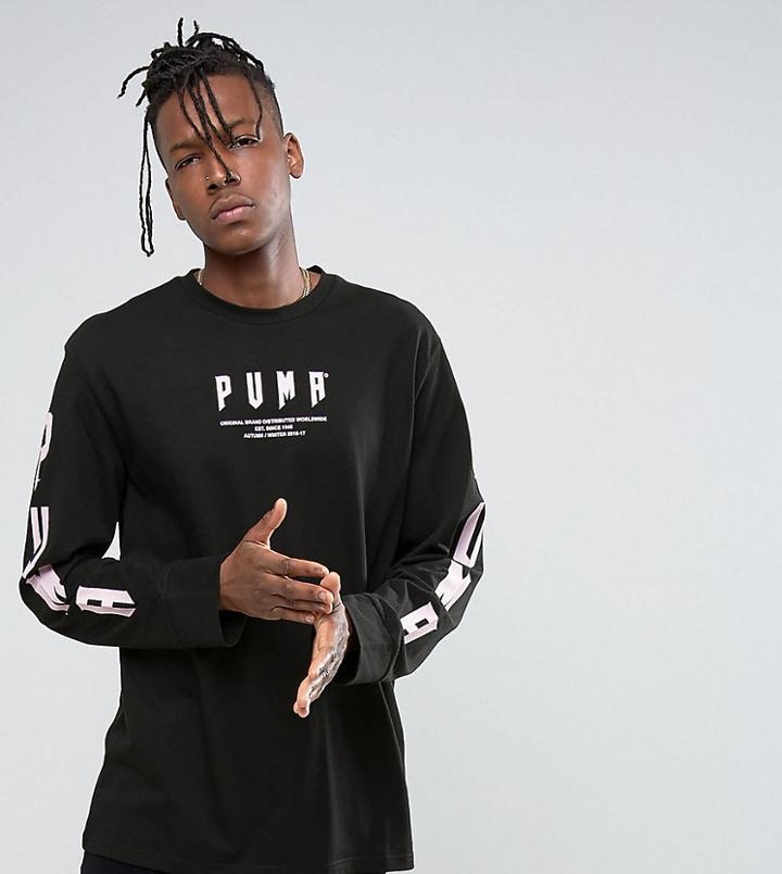 Puma Graphic Long Sleeve Top In Black Exclusive To Asos 57533704 - Black