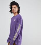 Puma Long Sleeve T-shirt With Sleeve Print In Purple Exclusive To Asos - Purple