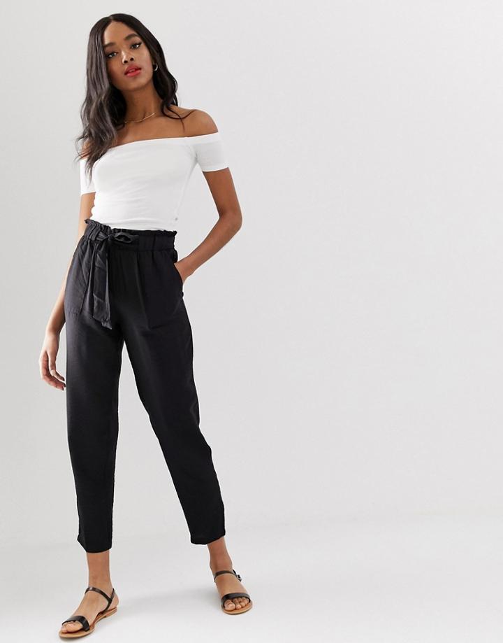 New Look Tie Waist Pants In Black