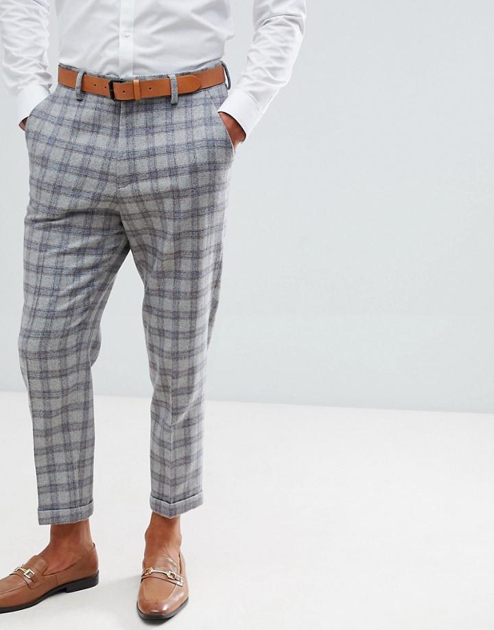 Asos Design Tapered Smart Pants In Gray Check - Gray