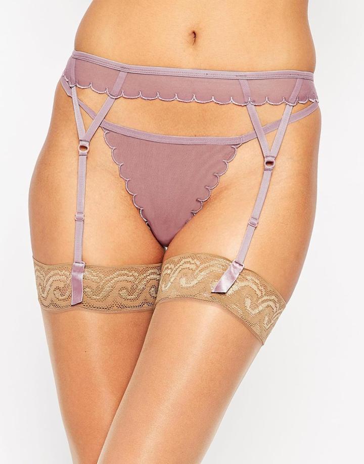Asos Scallop Mesh Suspender - Blush
