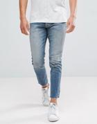 Jack & Jones Intelligence Jeans In Slim Cropped Fit - Blue