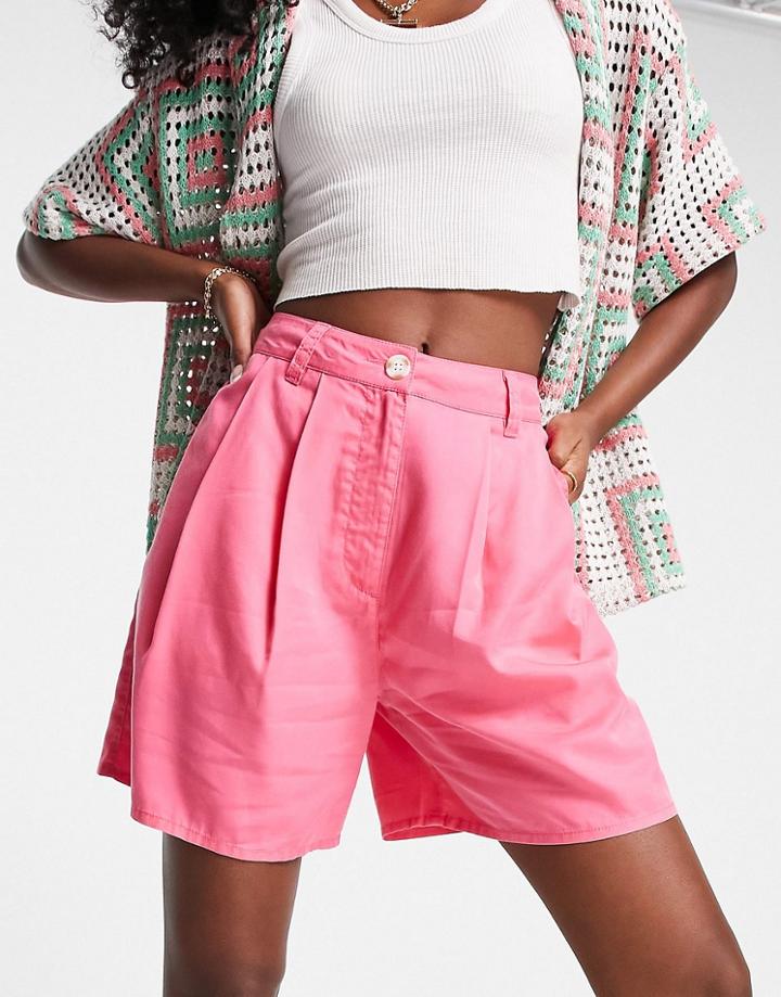 Asos Design Dad Shorts In Bright Pink