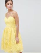 Chi Chi London Cami Strap Mini Prom Dress With Open Back - Yellow